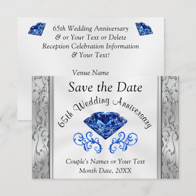 Stunning Anniversary Save the Date Cards, Any Year Invitation (Front/Back)