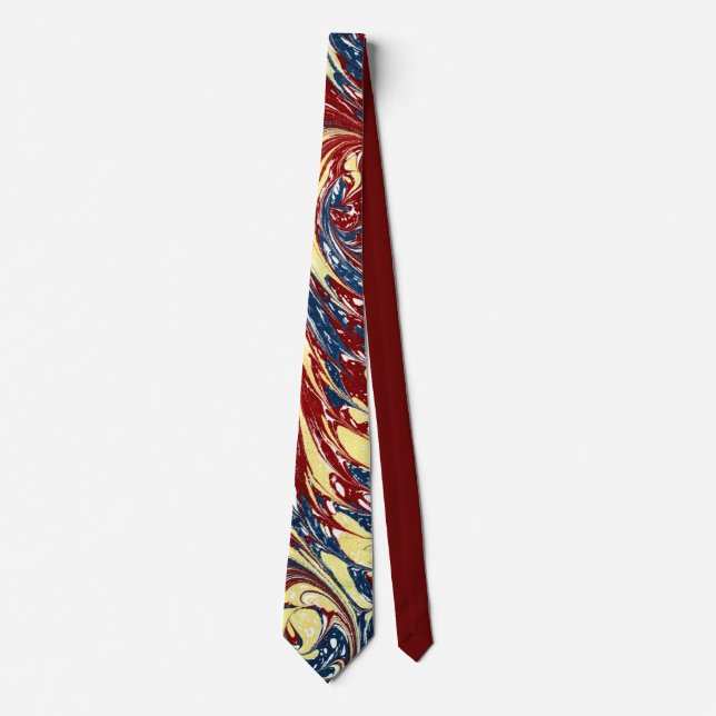 Stunning Antique Marbled Paper Tie (Front)