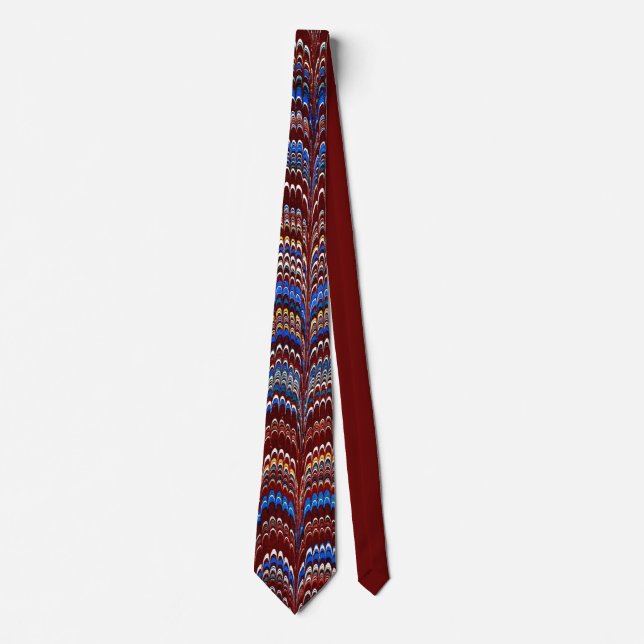 Stunning Antique Marbled Paper Tie (Front)