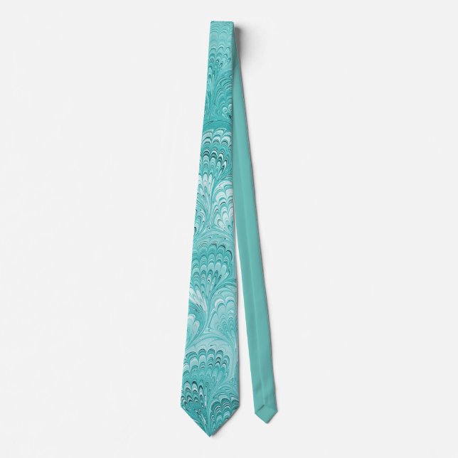 Stunning Antique Marbled Paper Tie (Front)