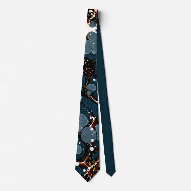 Stunning Antique Marbled Paper Tie (Front)