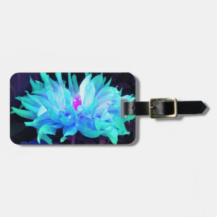Stunning Aqua Blue and Green Cactus Dahlia Luggage Tag
