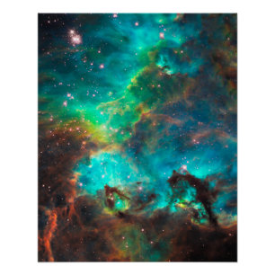Stunning Aqua Star Cluster Poster
