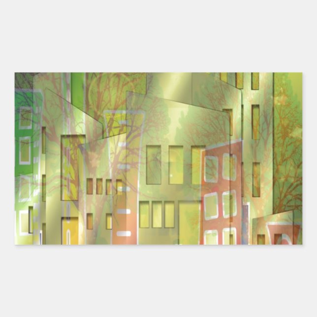 Stunning architecture cityscape art accessories rectangular sticker (Front)