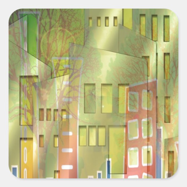 Stunning architecture cityscape art accessories square sticker (Front)
