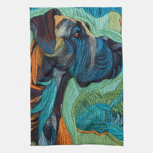 Stunning artistic Great Dane  Tea Towel (Vertical)