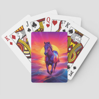Stunning Artwork of Horse at Sunset Playing Cards