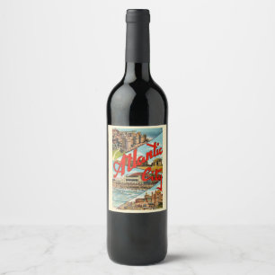 Stunning Atlantic City Postcard Wine Label