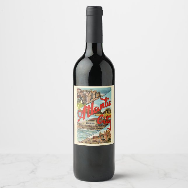 Stunning Atlantic City Postcard Wine Label (Front)