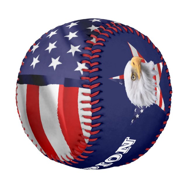 Stunning Bald Eagle, The American Flag, Star Baseball (Angled)