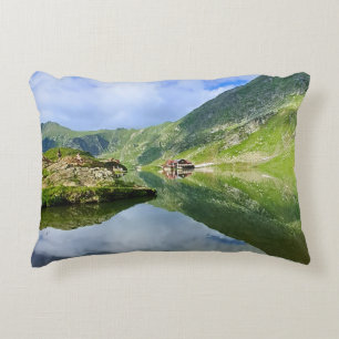 Stunning Balea Lake Romania – Alpine Photography Decorative Cushion
