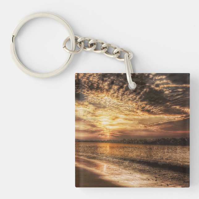 Stunning Beach Sunrise Key Ring (Front)