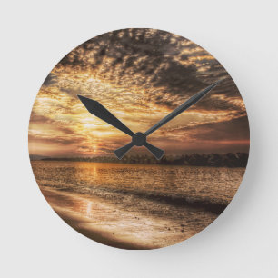 Stunning Beach Sunrise Round Clock