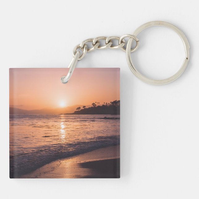 Stunning Beach Sunset Key Ring (Back)