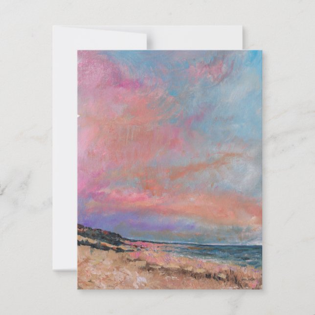 Stunning Beach Sunset Watercolor Art Note Card (Front)