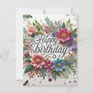 Stunning Beauty Floral Birthday Postcard