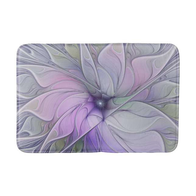 Stunning Beauty Modern Abstract Fractal Art Flower Bath Mat (Front)