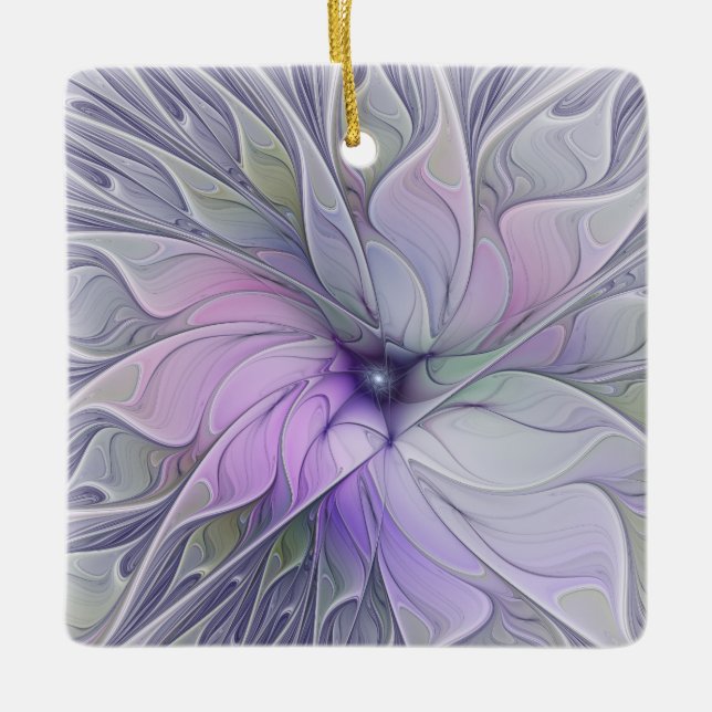 Stunning Beauty Modern Abstract Fractal Art Flower Ceramic Ornament (Front)