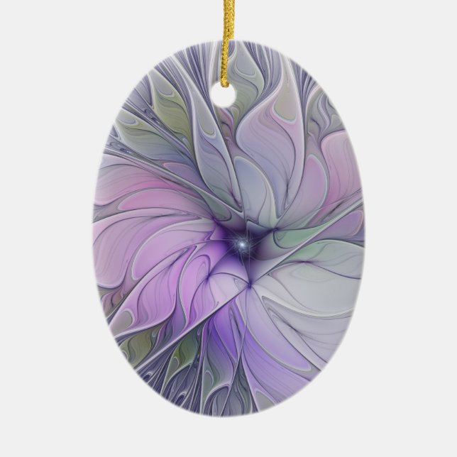 Stunning Beauty Modern Abstract Fractal Art Flower Ceramic Tree Decoration (Front)