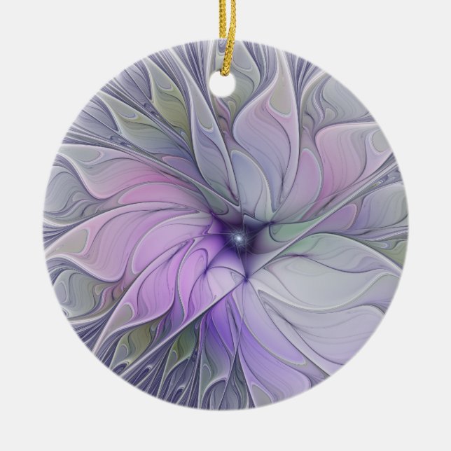 Stunning Beauty Modern Abstract Fractal Art Flower Ceramic Tree Decoration (Front)