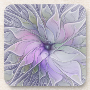 Stunning Beauty Modern Abstract Fractal Art Flower Coaster