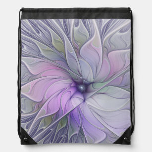 Stunning Beauty Modern Abstract Fractal Art Flower Drawstring Bag