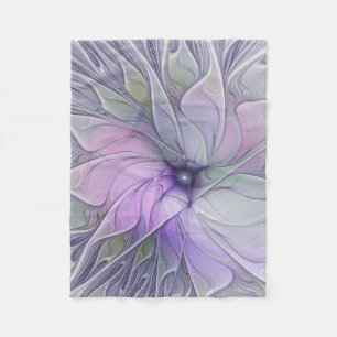 Stunning Beauty Modern Abstract Fractal Art Flower Fleece Blanket