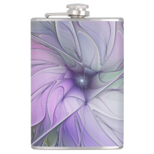 Stunning Beauty Modern Abstract Fractal Art Flower Hip Flask