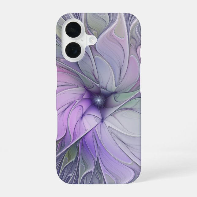 Stunning Beauty Modern Abstract Fractal Art Flower iPhone 16 Case (Back)