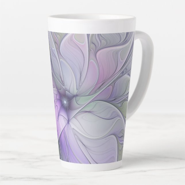 Stunning Beauty Modern Abstract Fractal Art Flower Latte Mug (Right Angle)