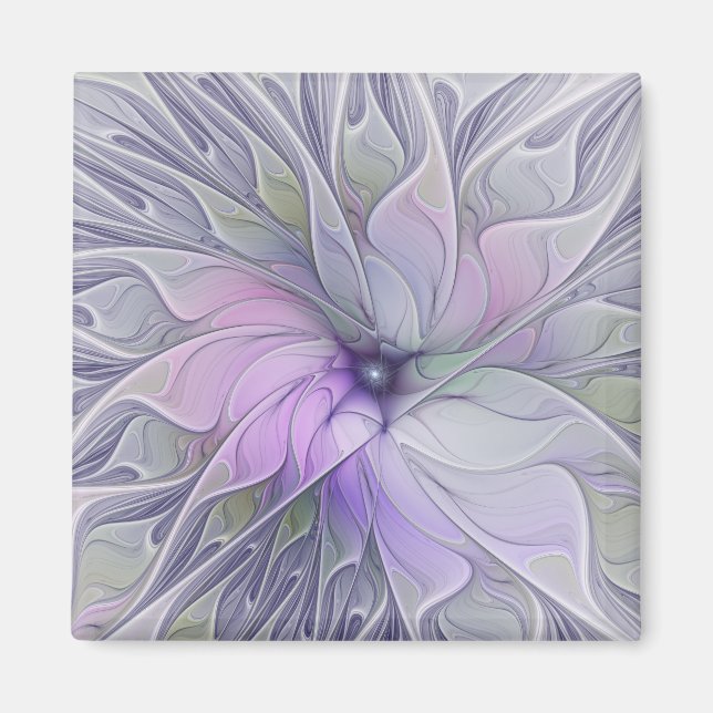 Stunning Beauty Modern Abstract Fractal Art Flower Magnet (Front)