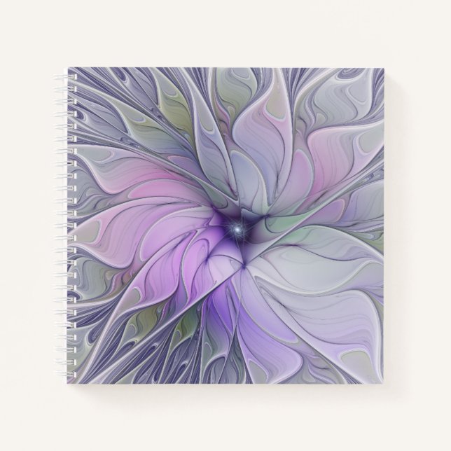 Stunning Beauty Modern Abstract Fractal Art Flower Notebook (Front)