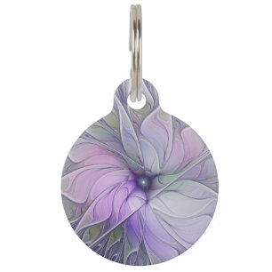 Stunning Beauty Modern Abstract Fractal Art Flower Pet Tag