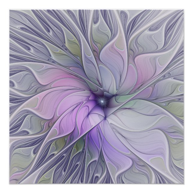 Stunning Beauty Modern Abstract Fractal Art Flower Poster (Front)
