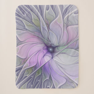 Stunning Beauty Modern Abstract Fractal Art Flower Sherpa Blanket