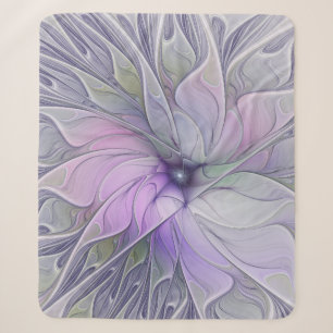 Stunning Beauty Modern Abstract Fractal Art Flower Sherpa Blanket