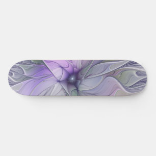 Stunning Beauty Modern Abstract Fractal Art Flower Skateboard