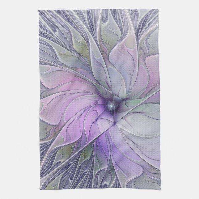 Stunning Beauty Modern Abstract Fractal Art Flower Tea Towel (Vertical)