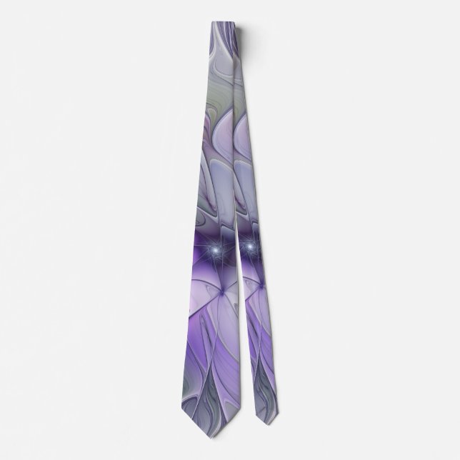 Stunning Beauty Modern Abstract Fractal Art Flower Tie (Front)