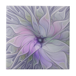 Stunning Beauty Modern Abstract Fractal Art Flower Tile