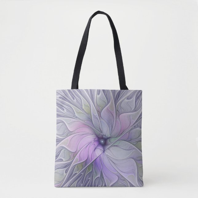 Stunning Beauty Modern Abstract Fractal Art Flower Tote Bag (Front)