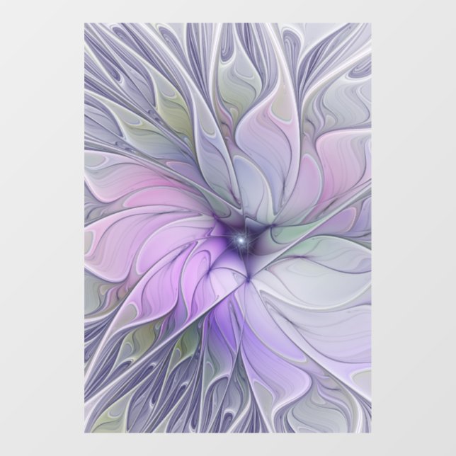 Stunning Beauty Modern Abstract Fractal Art Flower Window Cling (Sheet)