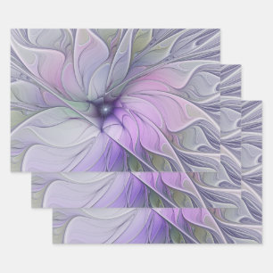 Stunning Beauty Modern Abstract Fractal Art Flower Wrapping Paper Sheet