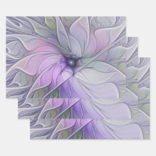 Stunning Beauty Modern Abstract Fractal Art Flower Wrapping Paper Sheet