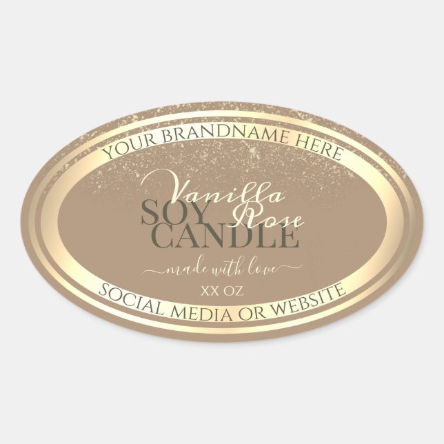 Stunning Beige Product Packaging Labels Gold Frame (Front)