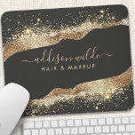 Stunning Black And Gold Glitter Script Business Mouse Mat<br><div class="desc">Enhance your workspace with this Stunning Black And Gold Glitter Script Business Mouse Pad. Designed with elegance in mind, this mouse pad features a luxurious black background adorned with a shimmering gold glitter wave, creating a perfect balance between professionalism and style. The trendy script font prominently displays your business name,...</div>