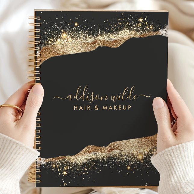 Stunning Black And Gold Glitter Script Business Planner (Creator Uploaded)