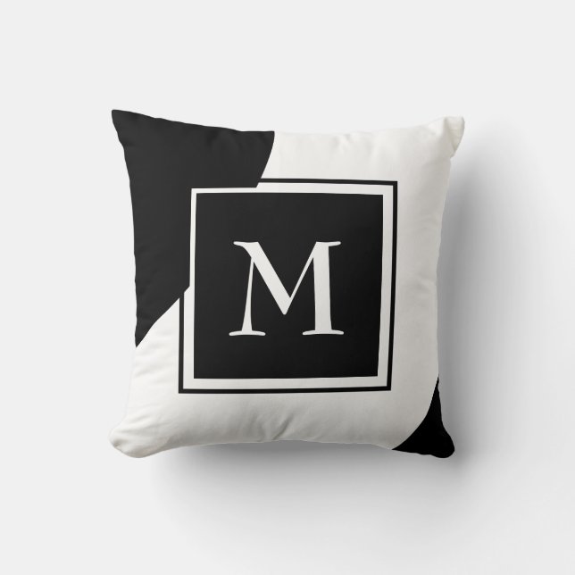 Stunning Black and White Decorative Monogram Cushion (Front)