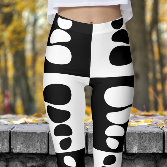 Stunning Black and White Pebbles Pattern Leggings (Pebbles Black & White )