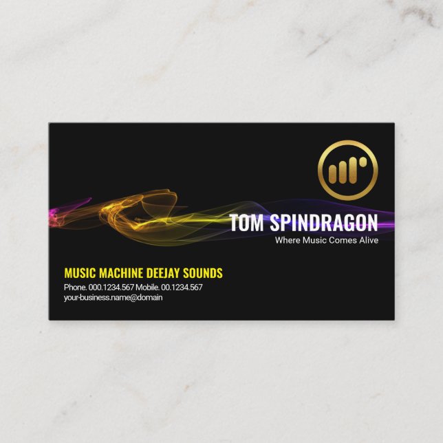 Stunning Black Electrical Lightning Deejay DJ Business Card (Front)
